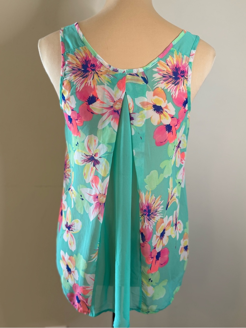 Candies floral tank top teal pink purple SZ XS - Picture 4 of 11